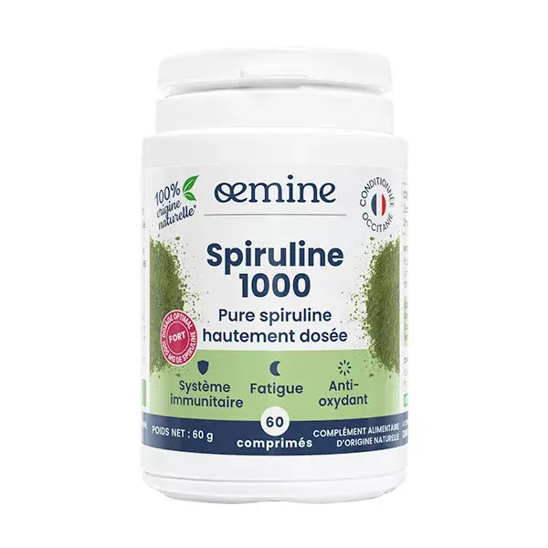 Oemine Spirulina 1000 Sistema Imunológico, Fadiga e Antioxidante 60 comprimidos