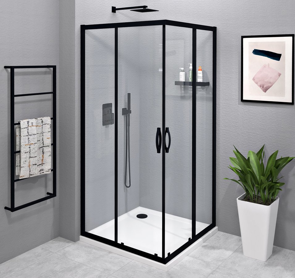 Gelco Sigma Simply Black vierkante douchecabine 100x100cm zwart