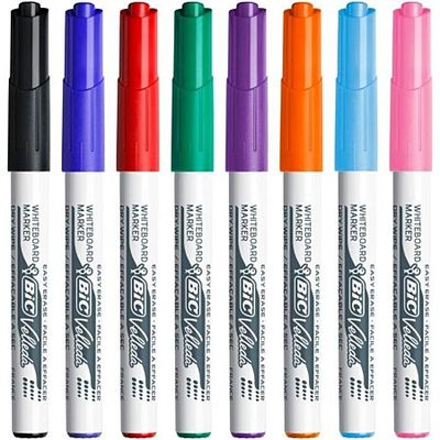 BIC VELLEDA 1741 - Pack de 8 marqueurs effaçables - pointe ogive - couleurs assorties
