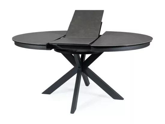 Table extensible ronde design gris foncé 120cm avec pieds noir mat Arena