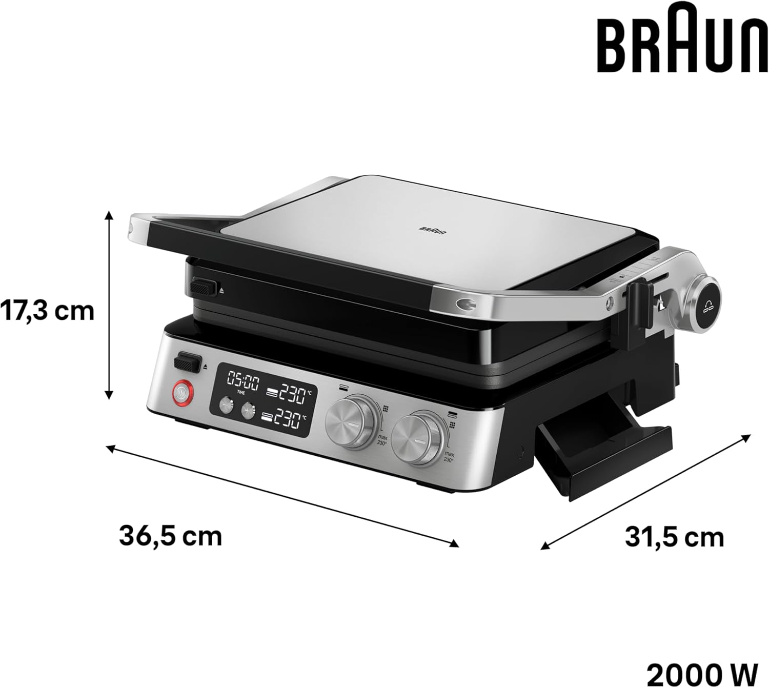 Braun MultiGrill 7 CG7040, 3-in-1 Kontaktgrill, BBQ & Ofen, große Grillfläche (12 Burger), 2000W, 230°, spülmaschinengeeignet (Plancha & Grill), Fettauffangschale, Elektrogrill Indoor