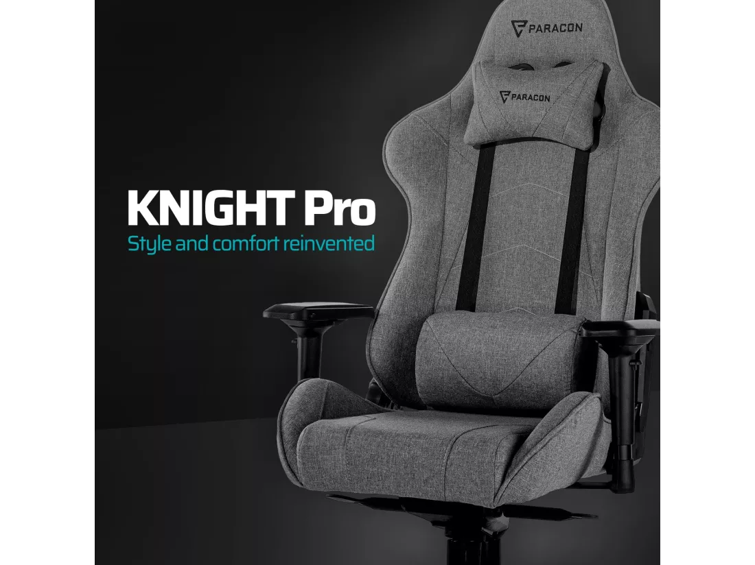 Paracon Knight Pro Fauteuil de gamer avec oreiller cervical et soutien lombaire, gris.
