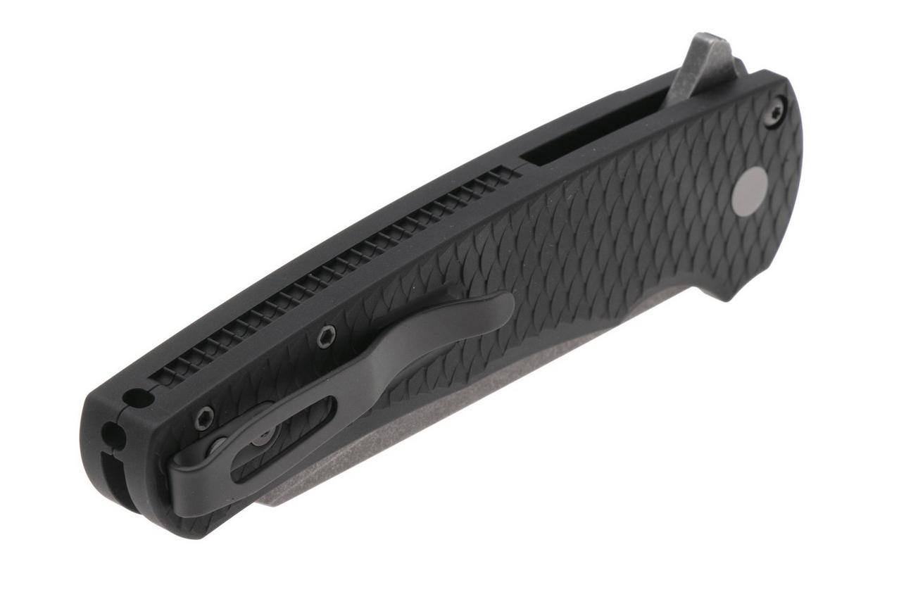 Pro-Tech Malibu 5435-AW, Black Acid Wash CPM MagnaCut Reverse Tanto, Black Aluminum Dragon Scale zakmes