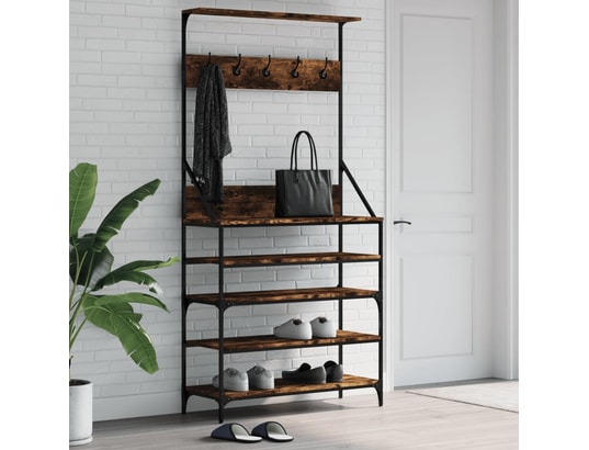 VIDAXL - Penderie Porte-vêtements et rangement des chaussures chêne fumé