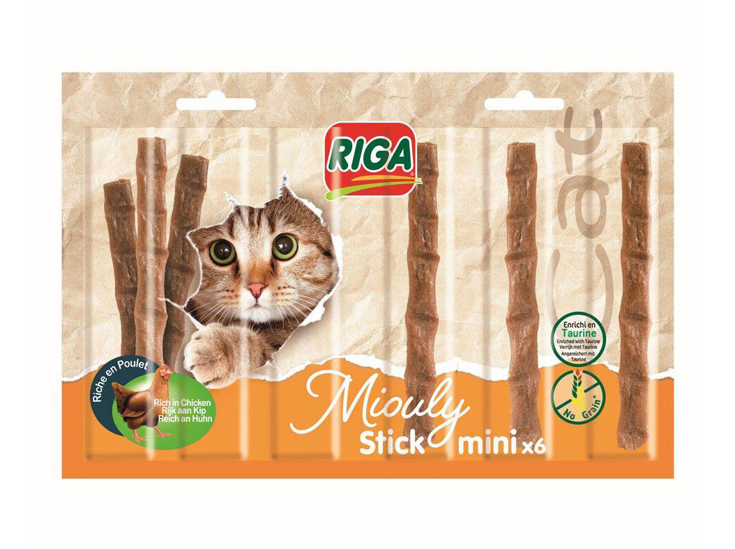 SNACK GATO RIGA MIOULY MINI STICKS PACK 6 UNIDADES