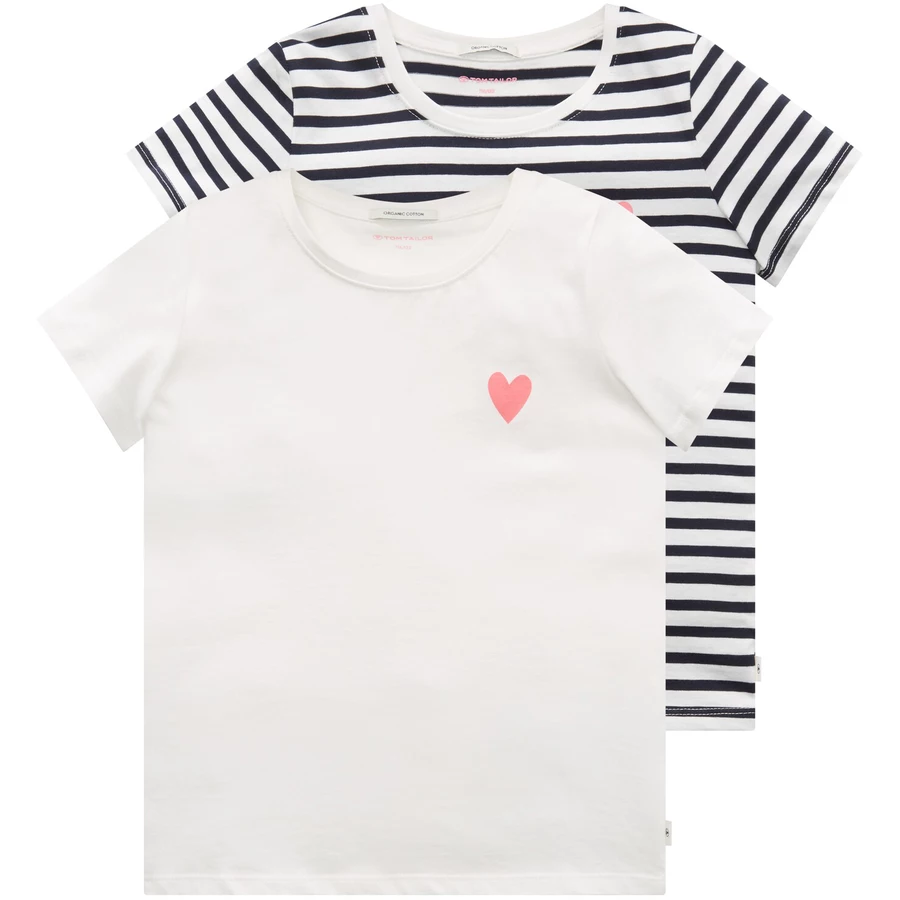 TOM TAILOR T-shirt 2er-Pack Herz Whisper White