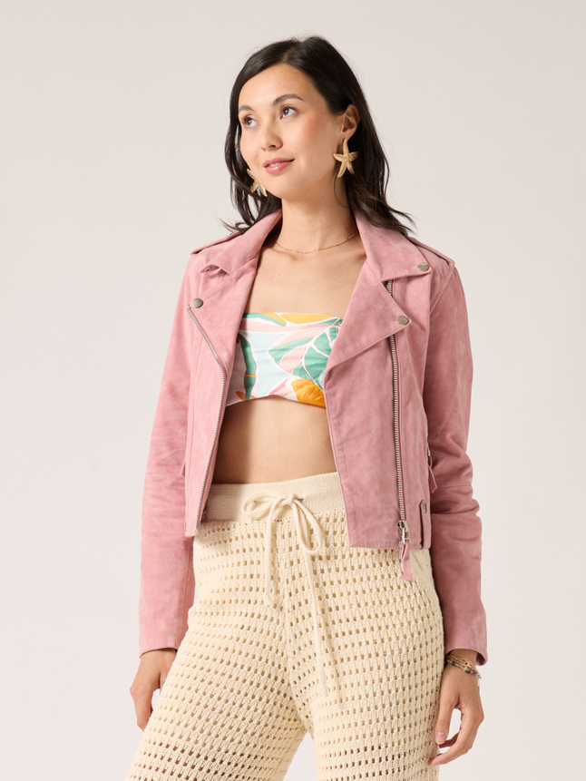 Veste en cuir suédé