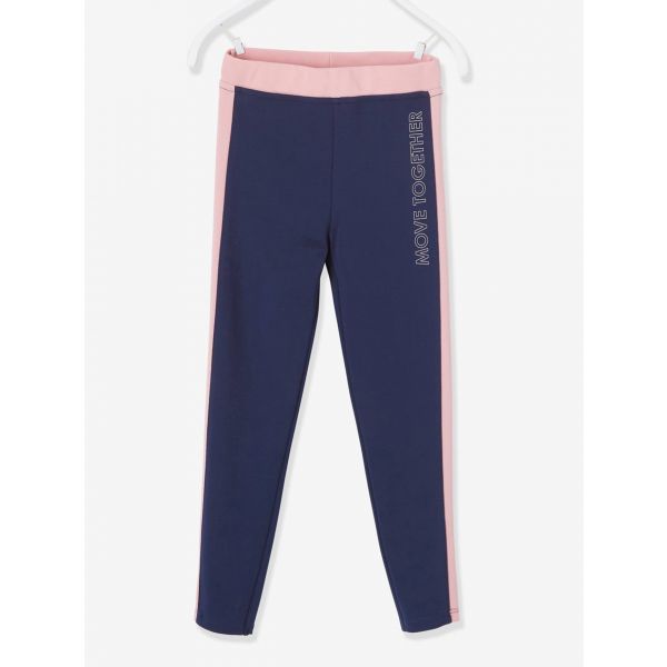 Vertbaudet Leggings de Desporto com Barra Dos Lados, Menina Azul Escuro Liso, 3A,
