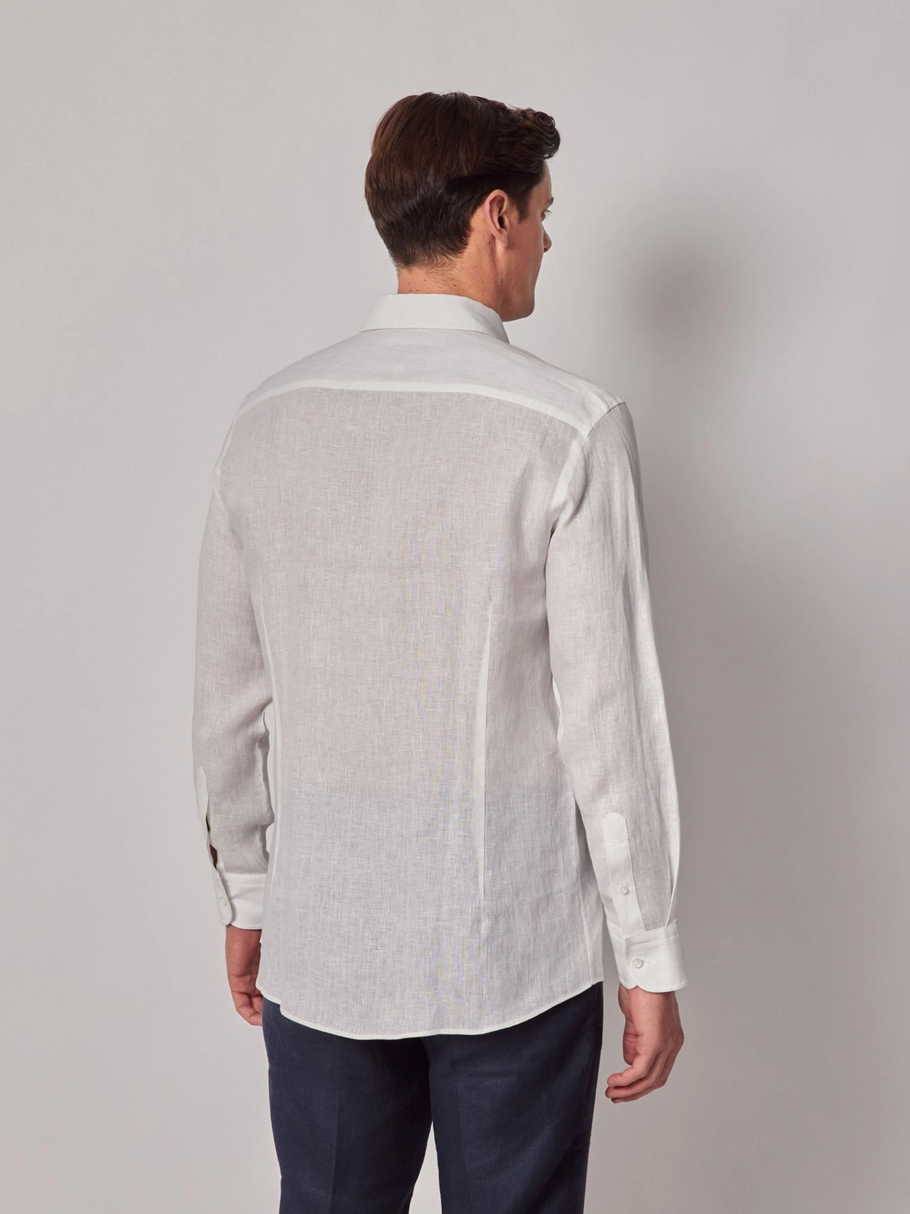 Hawes & Curtis 100% linnen slim-fit wit overhemd