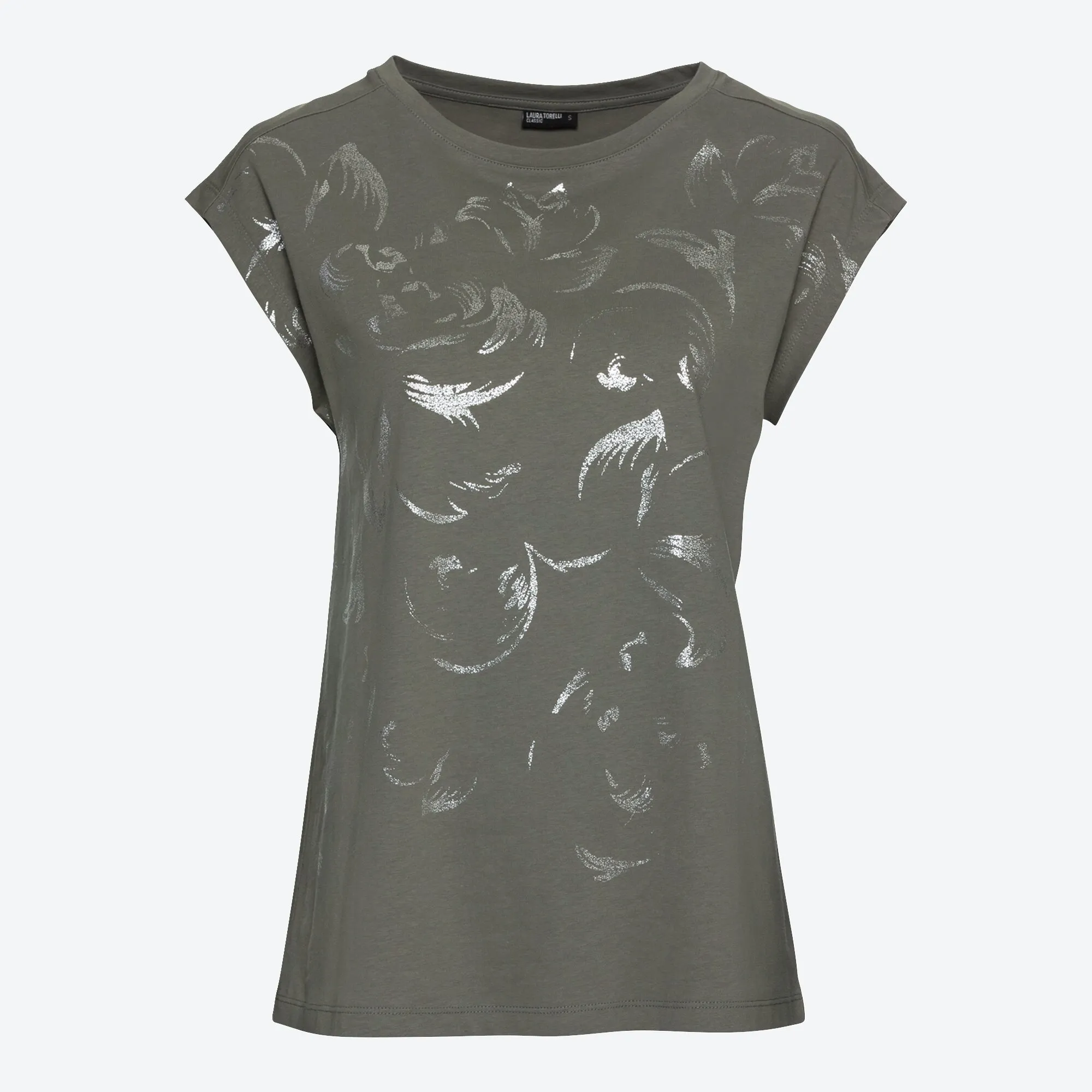 Damen-T-Shirt mit glänzendem Frontaufdruck