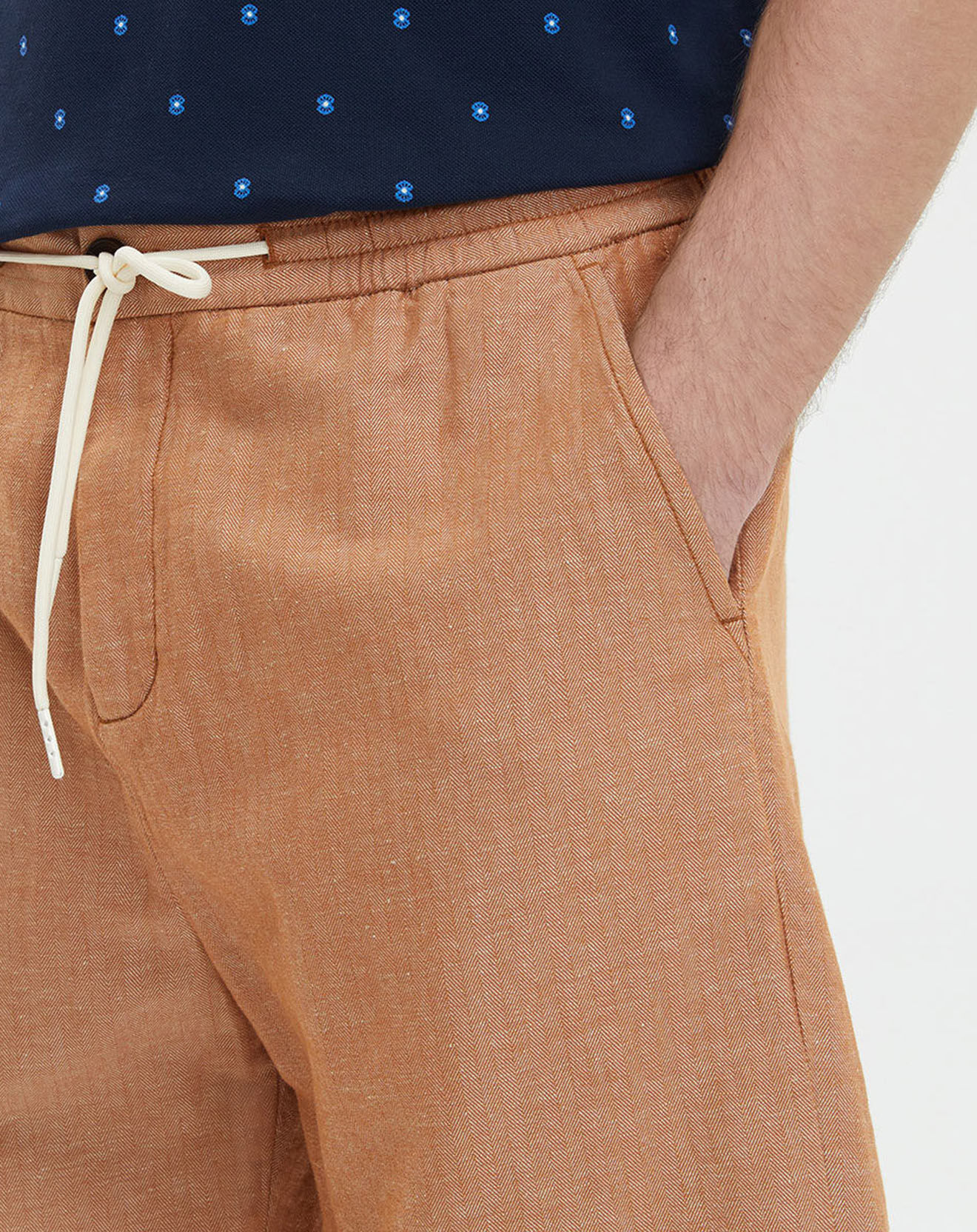 Scotch & Soda Bermuda en Coton bio & Lin Regular Fit marron clair