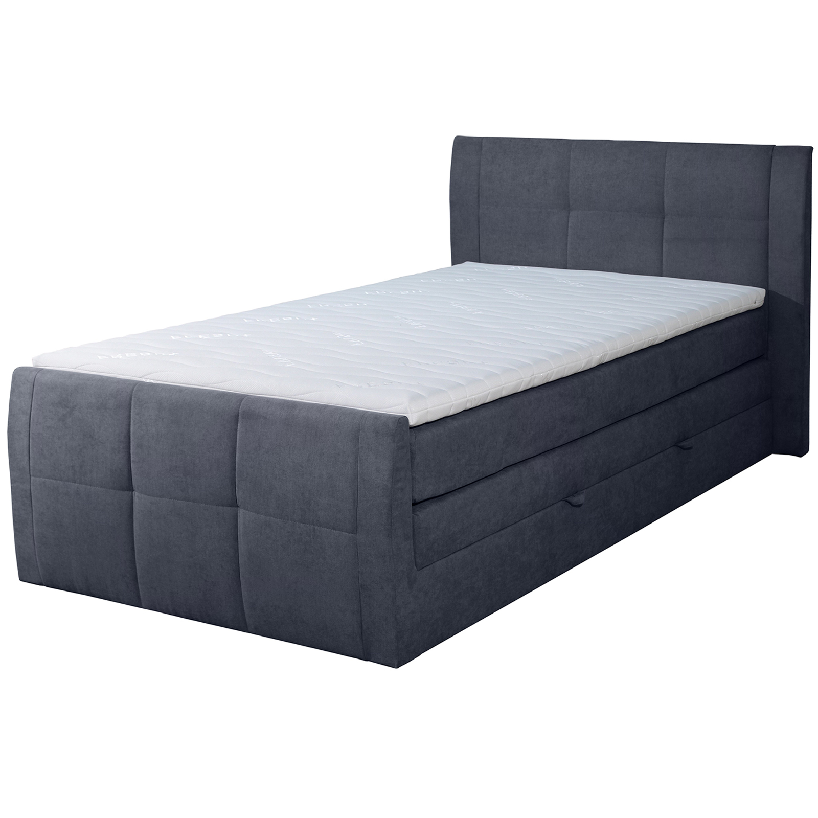 Boxspringbett - dunkelgrau - H3 - Bettkasten - 120x200 cm