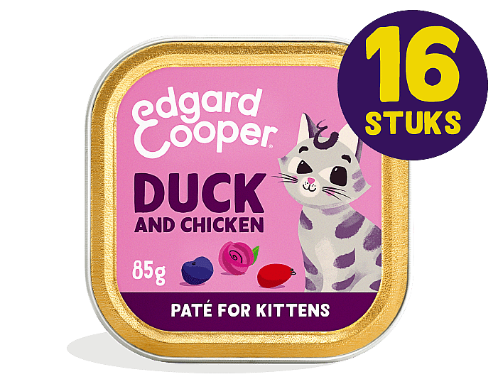 Edgard & Cooper Kuipjes Eend en Kip Pate Kitten 16 x 85 gram | 12586