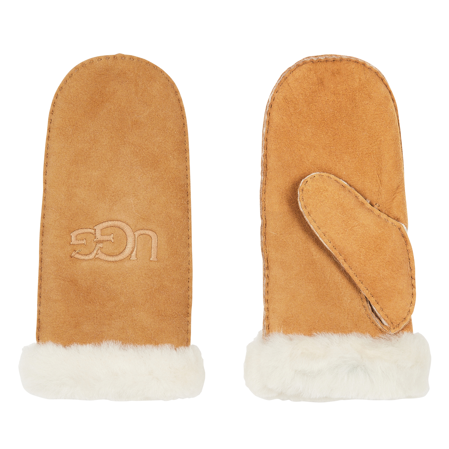 SHEEPSKIN EMBROIDER - Gants brodés en peau de mouton | Marron