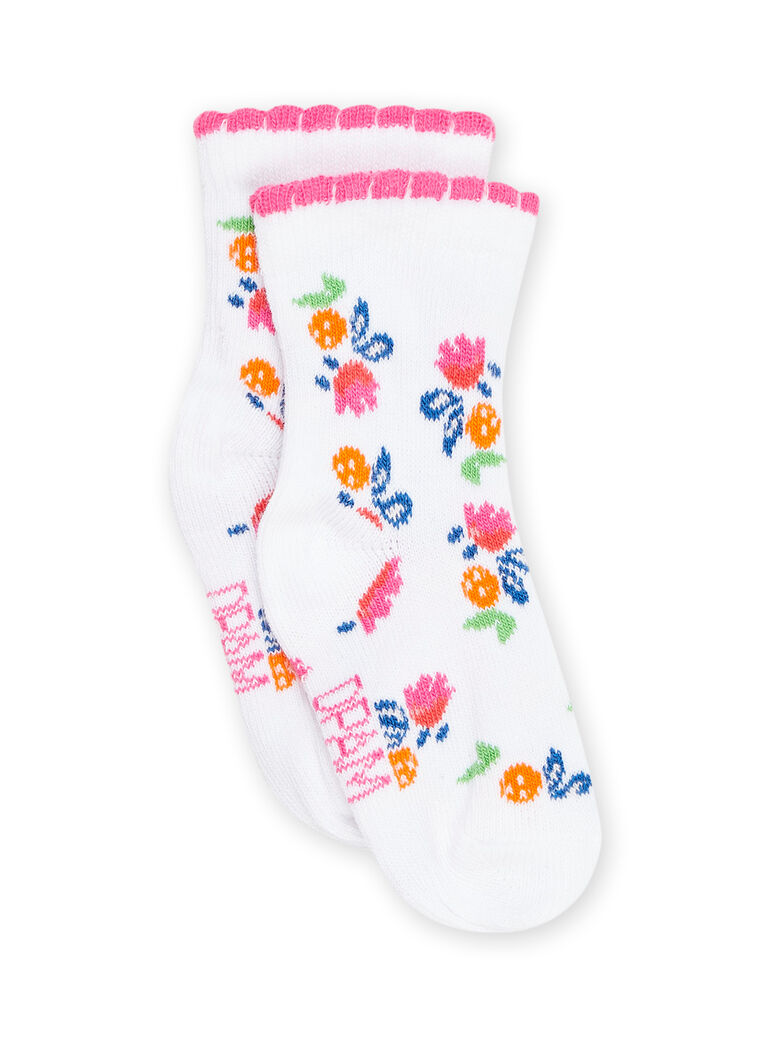 Chaussettes blanches à imprimé fleurs
