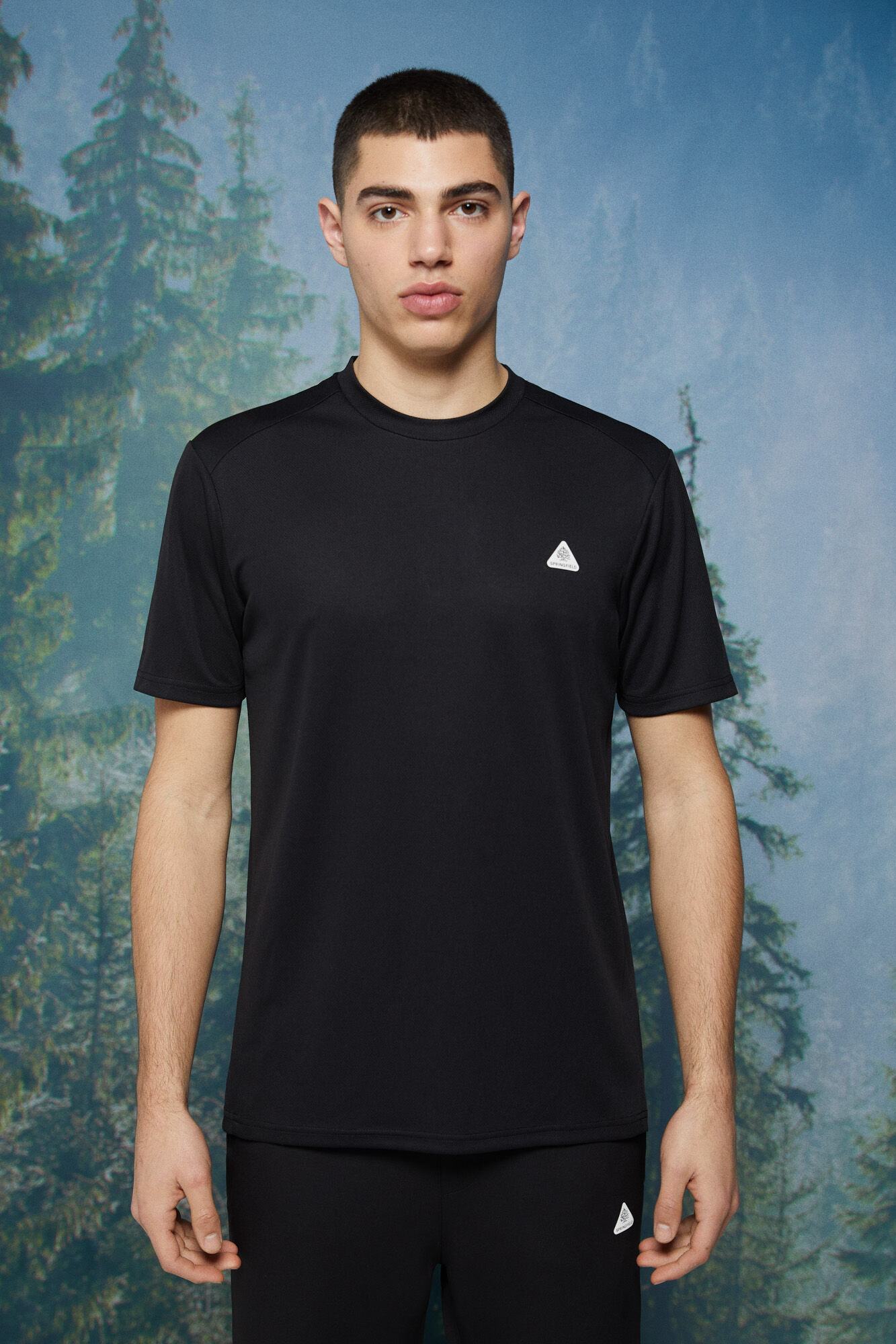 Camiseta de malha para atividades ao ar livre - preta