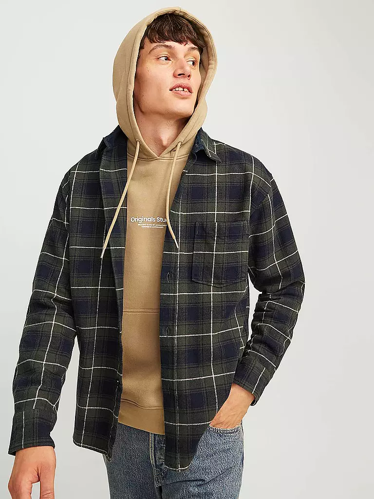 JACK & JONES Flannelhemd Overshirt JORFREDERIKSBERG  schwarz
