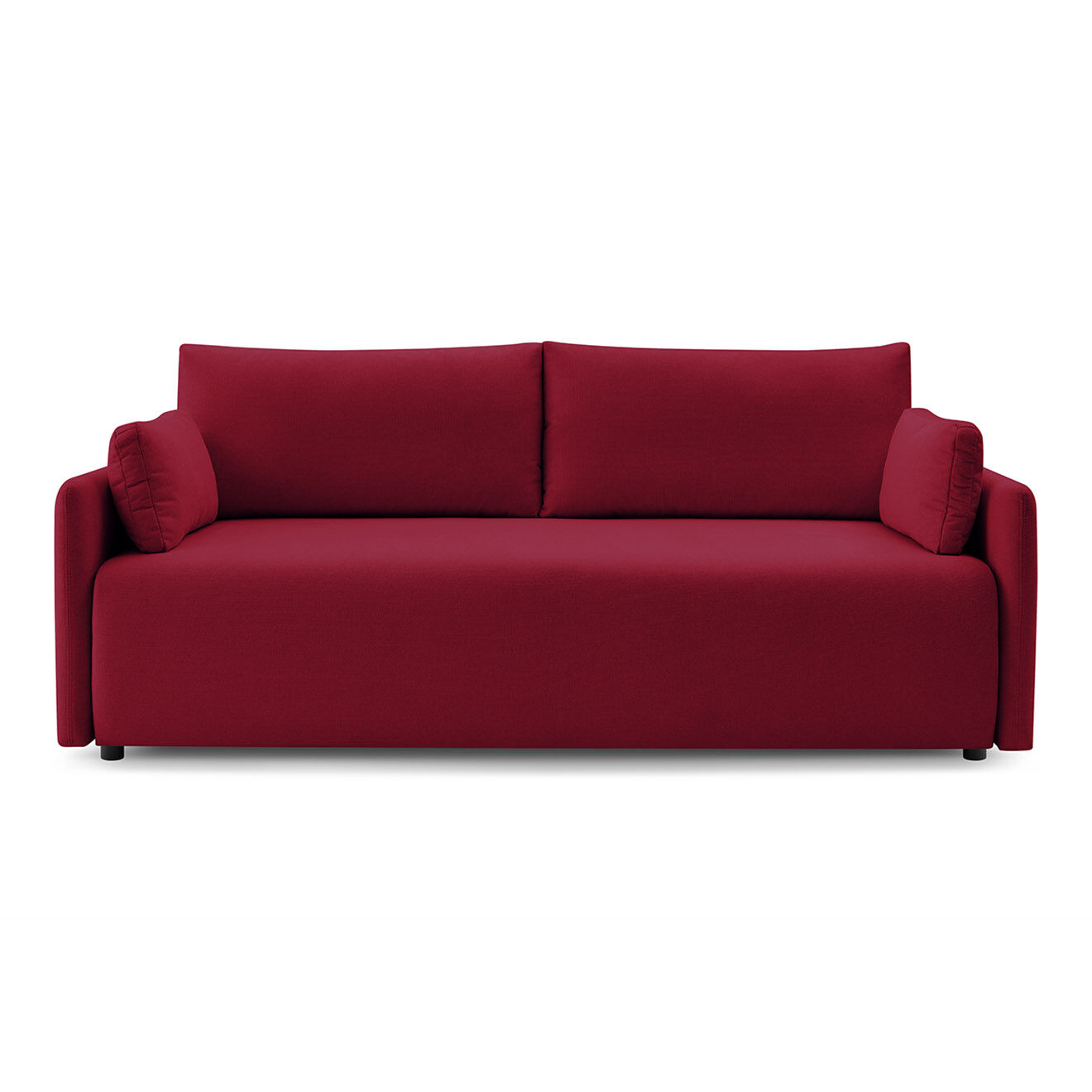 Bobochic Canapé droit convertible coffre marcel tissu lisse rouge - 211x100x86 cm