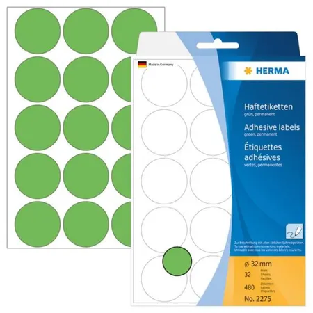 HERMA Farbpunkte, grün, rund Ø 32mm, 480 Stück
