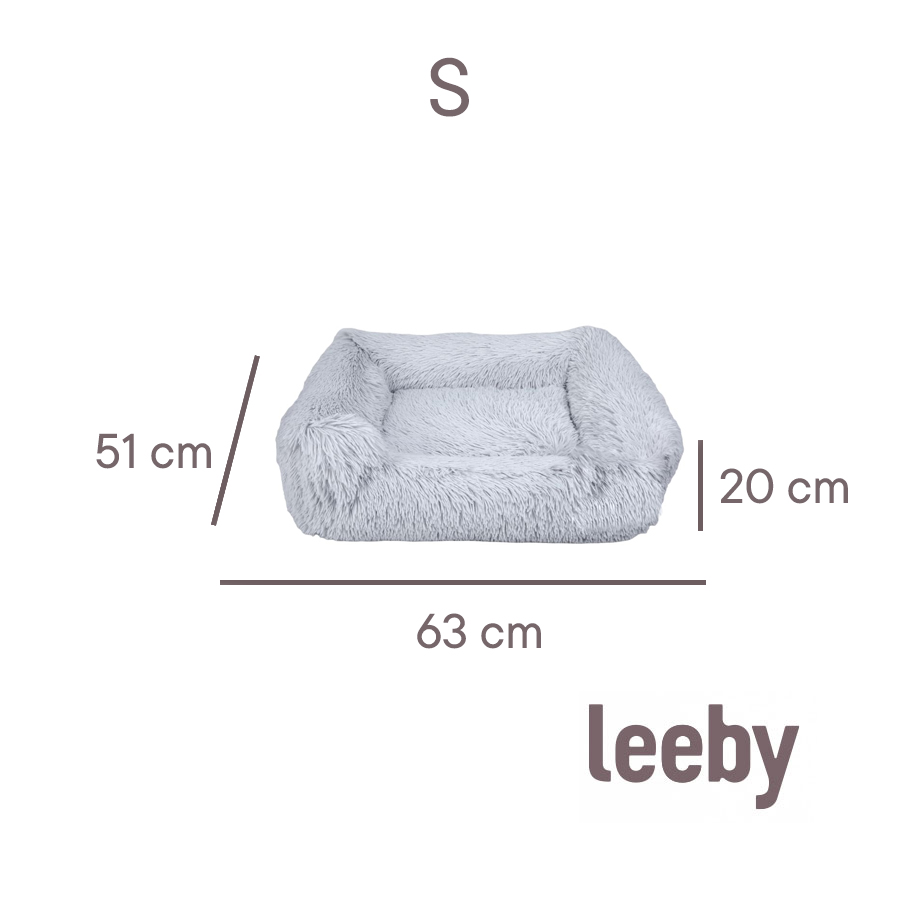 Cama antiestresse para cães Leeby com capa removível, cor cinza.