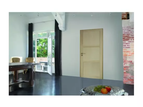 Bloc Porte Ken 3 Panneaux Paulownia H204 X L73 Poussant Gauche Cotes Tableau + Poignée Gd Menuiseries