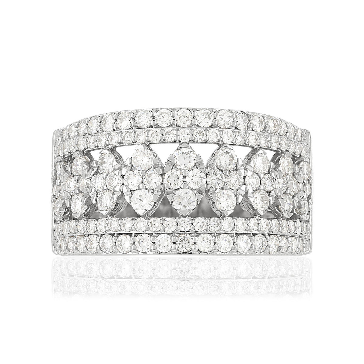 Bague or 750 blanc ajourée diamants synthétiques 1,25 carat