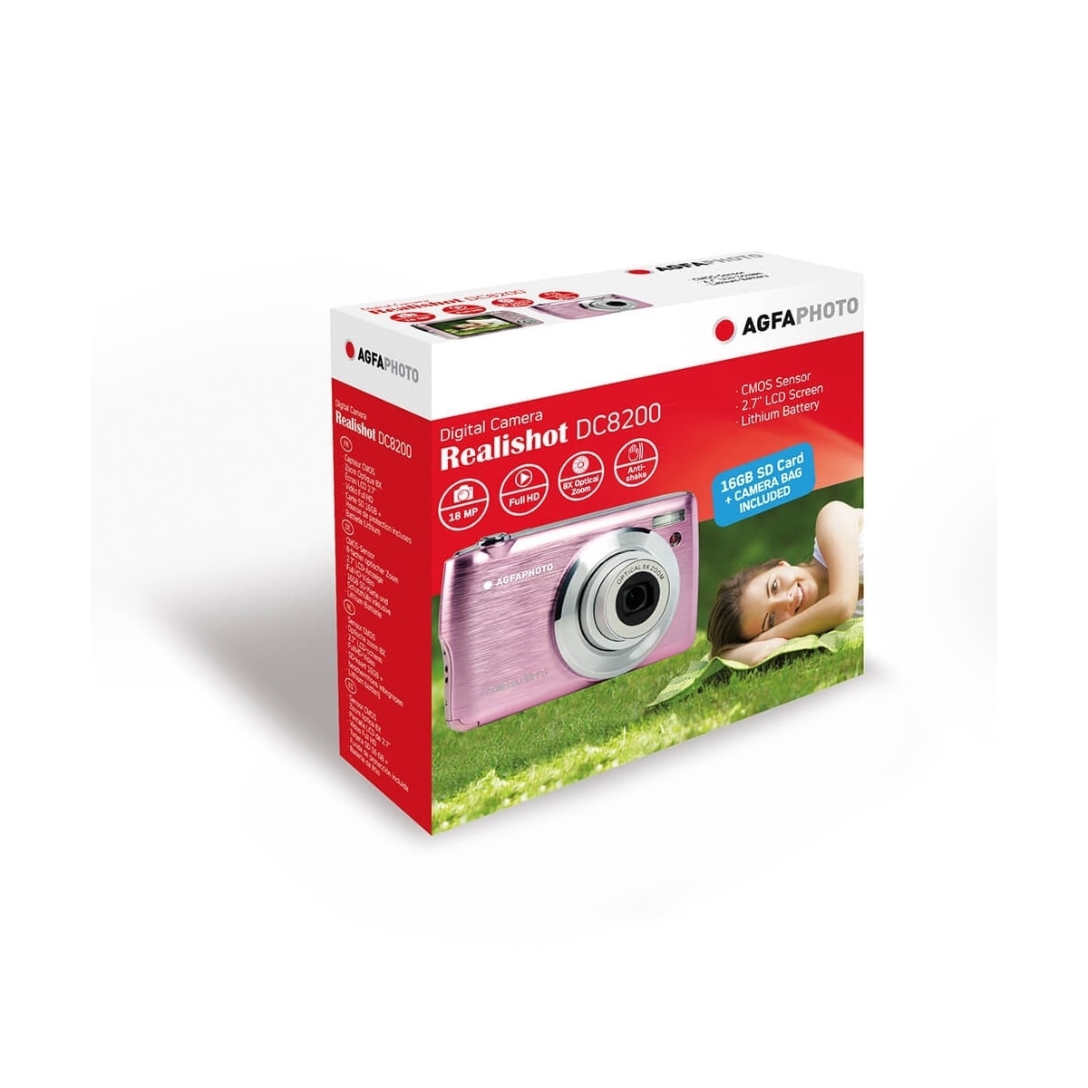 Agfa PHOTO Digital Camera DC8200 CMOS 8x 18MP Pink