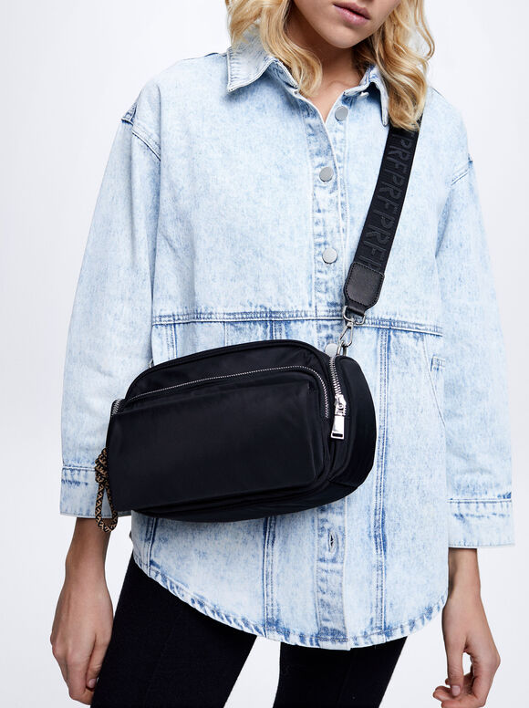 Bolsa Bandolera De Nylon - Preto