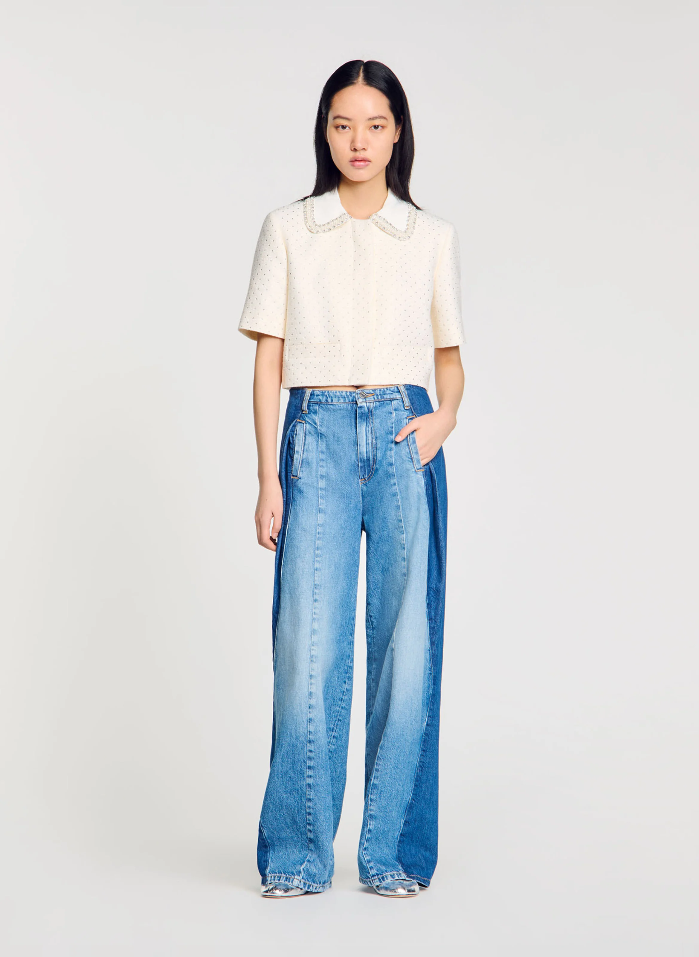 Veste droite col classique | Blanc