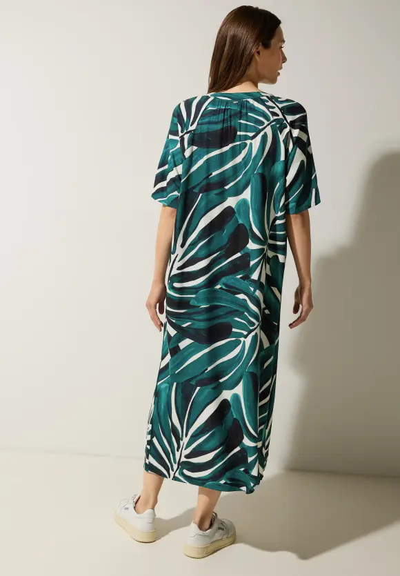 Kleid mit Palmenprint - lagoon green