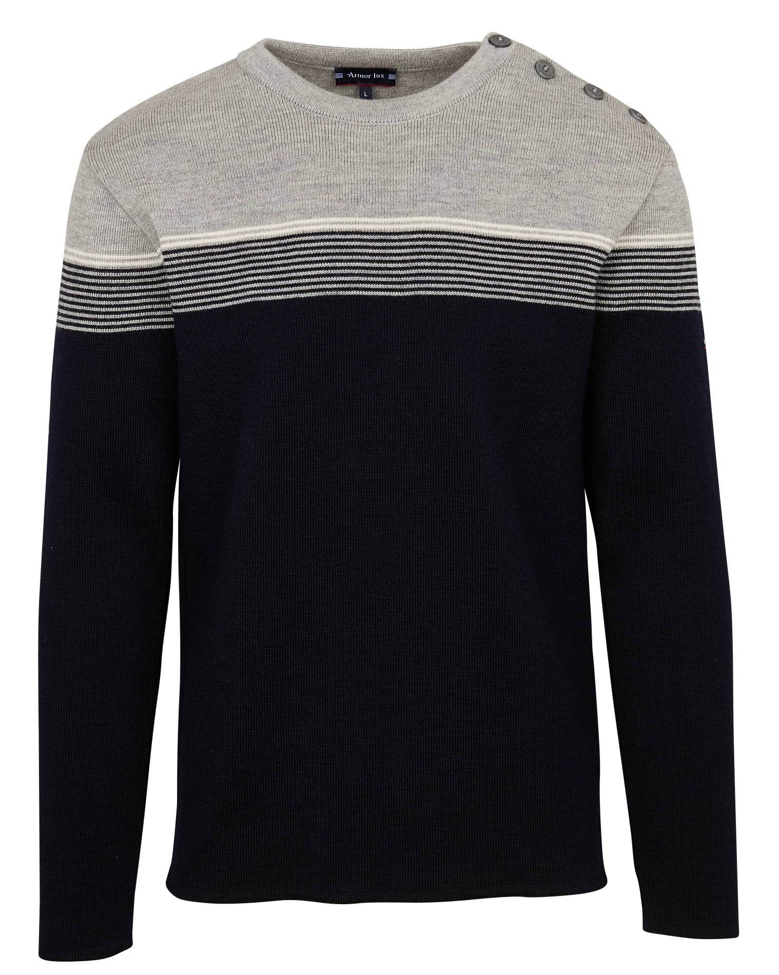 Pull droit col rond rayé en laine | Violet