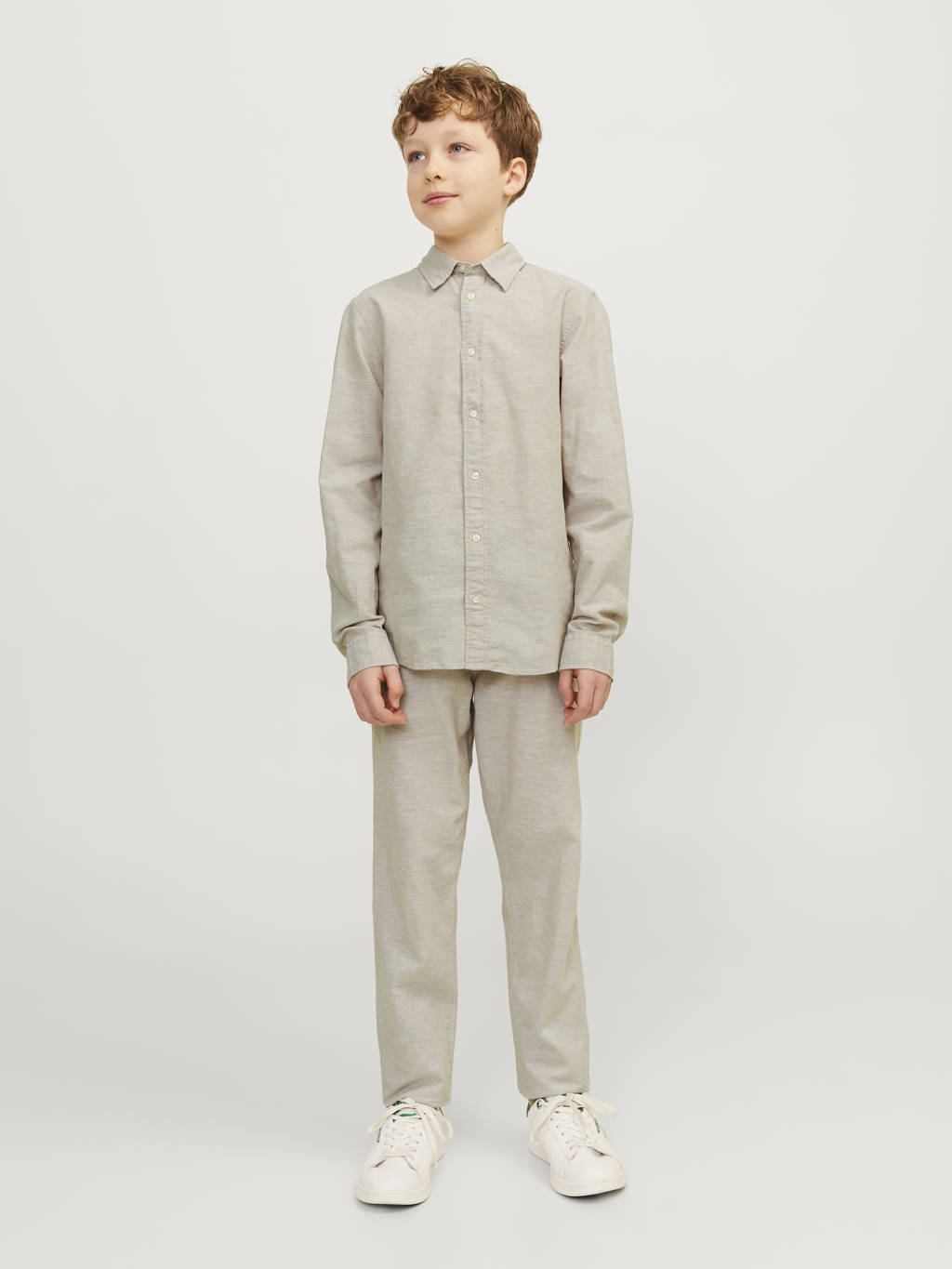 JACK & JONES overhemd JJELINEN BLEND beige