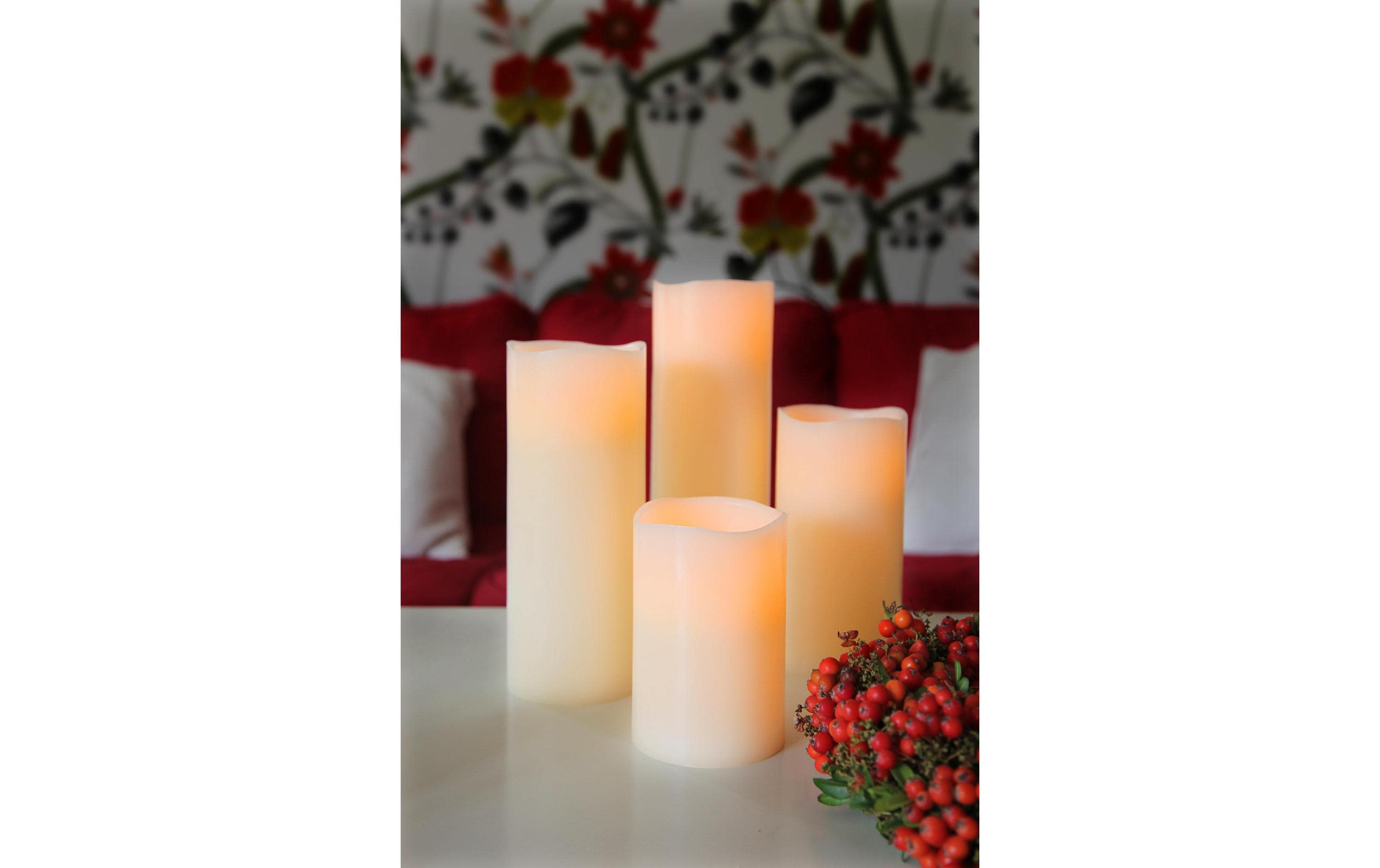 LED-Kerze Big Ø 10 x 20 cm, BeigeKerze aus Echtwachs mit LED Licht