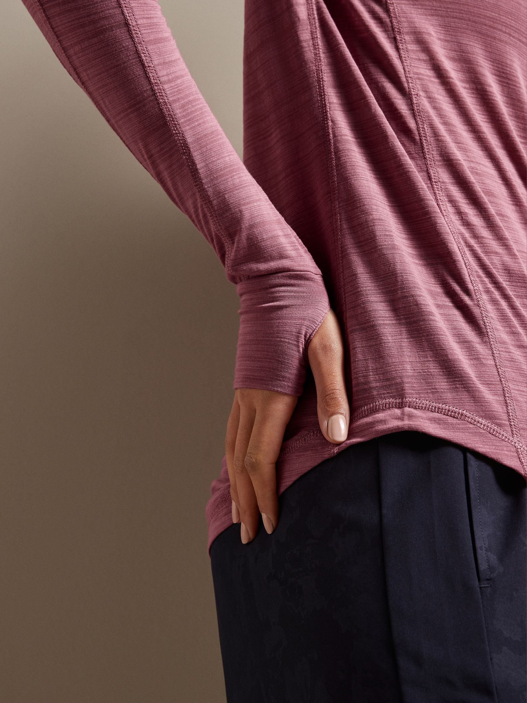 Roze - Actieve lichte top met lange mouwen