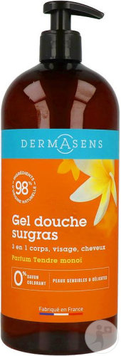 Marque Verte Dermasens Gel Douche Surgras 3en1 Monoï Flacon-Pompe 1l