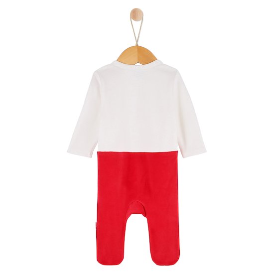Noël Pyjama Naissance velours bicolore   rouge et blanc        de               P'tit bisou