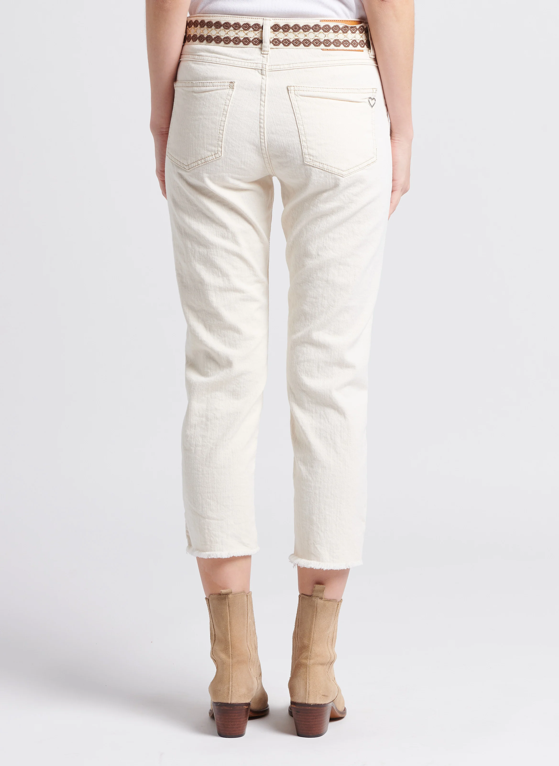 Pantalon carotte en coton mélangé | Blanc
