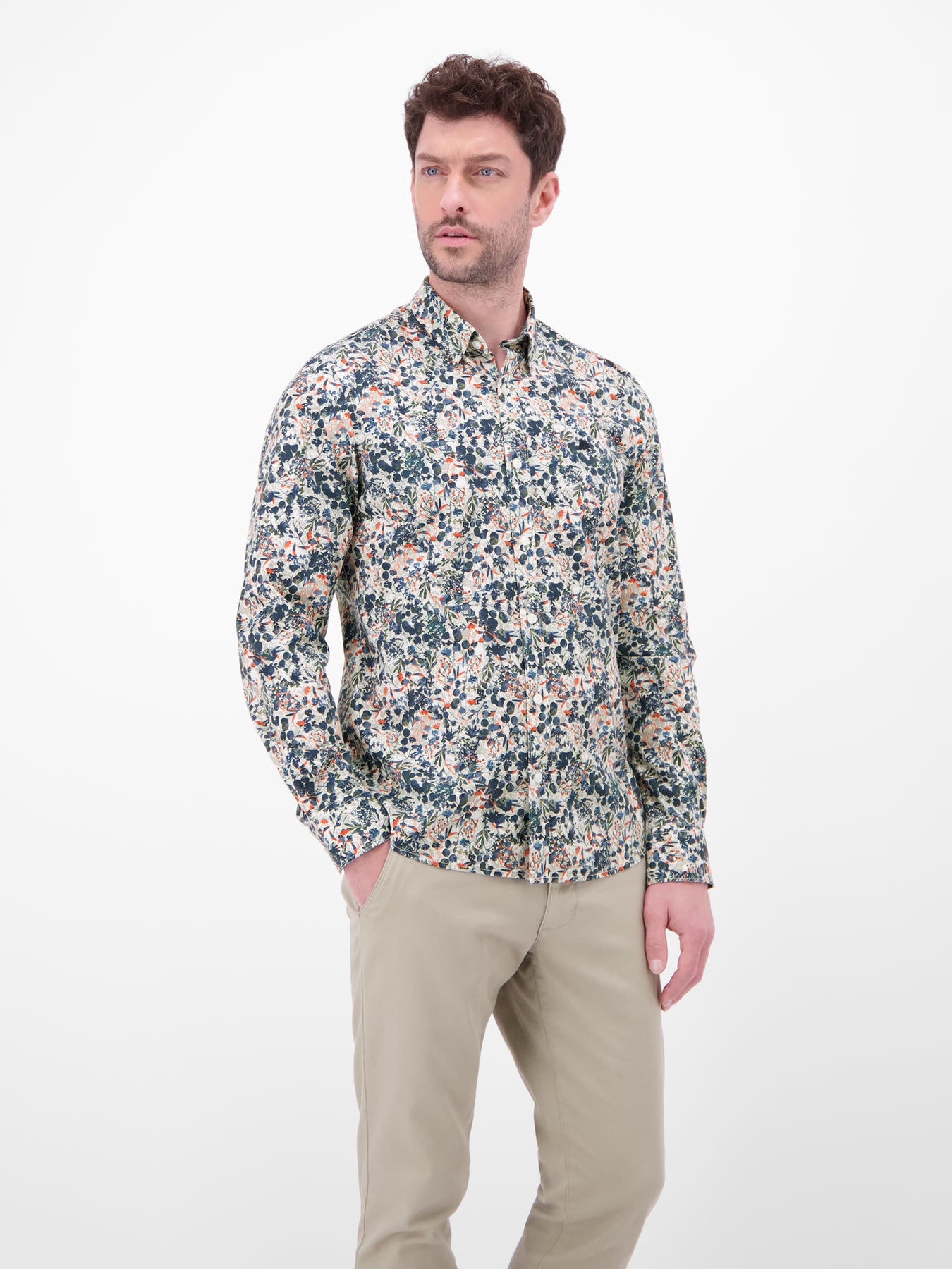 Langarmhemd mit floralem Alloverprint