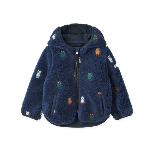 Liewood Mara Teddyjakke, Robots/Indigo Blue, 98 cm