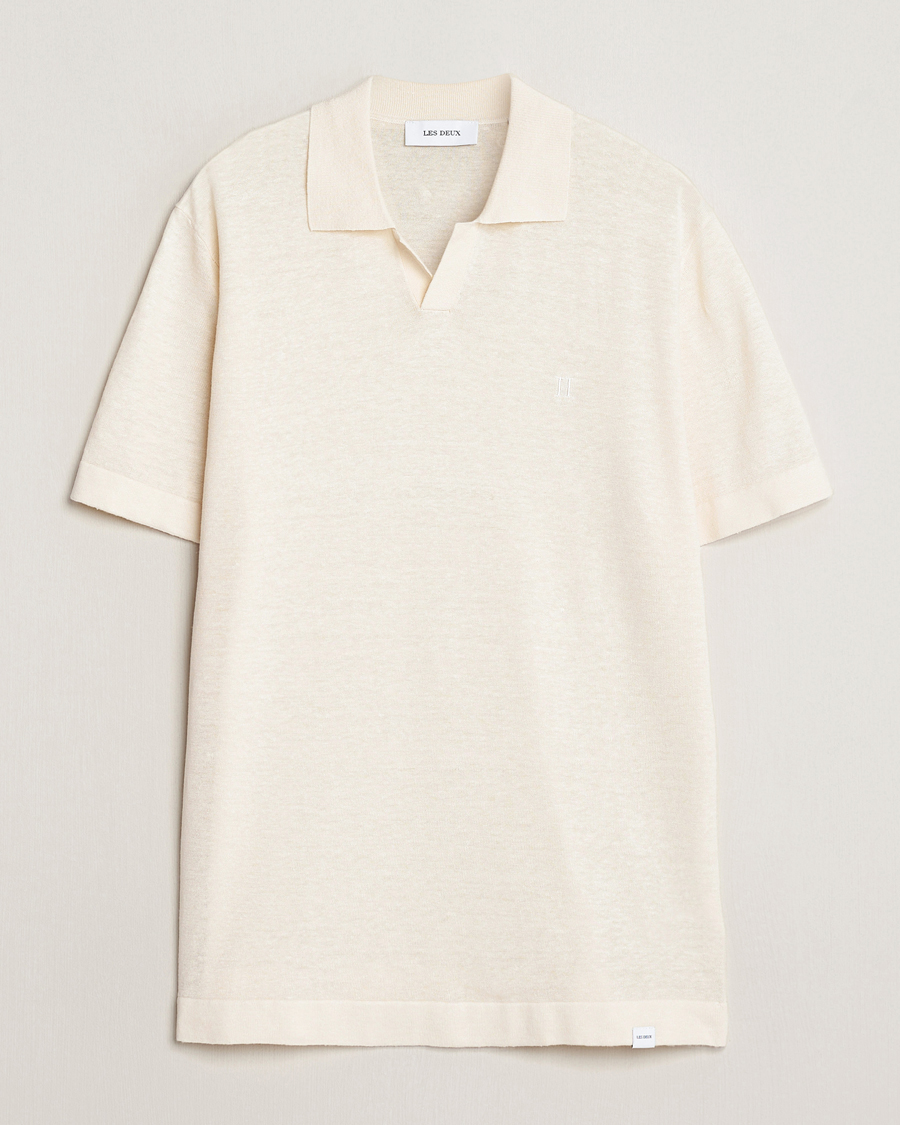 Les Deux Emmanuel Linen/Cotton Polo Knit Ivory