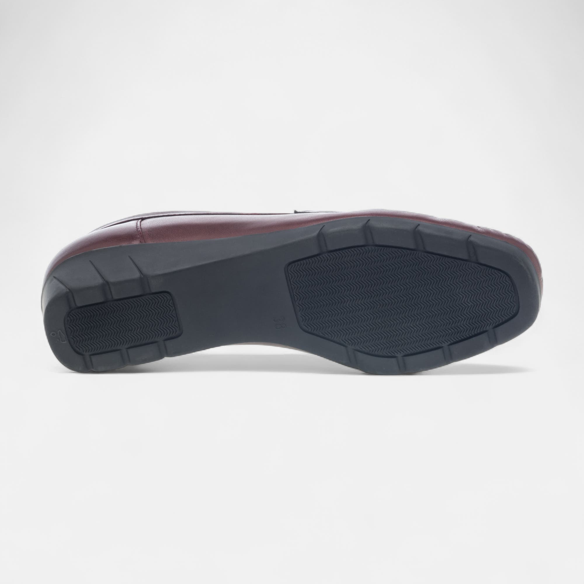 Mocassins pieds sensibles Femme en cuir bordeaux