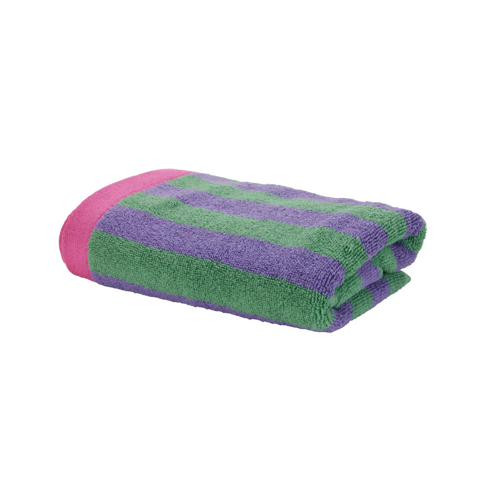 Bahne Interior  Stripe håndklæde, grøn/lilla/pink - 50x100 cm.