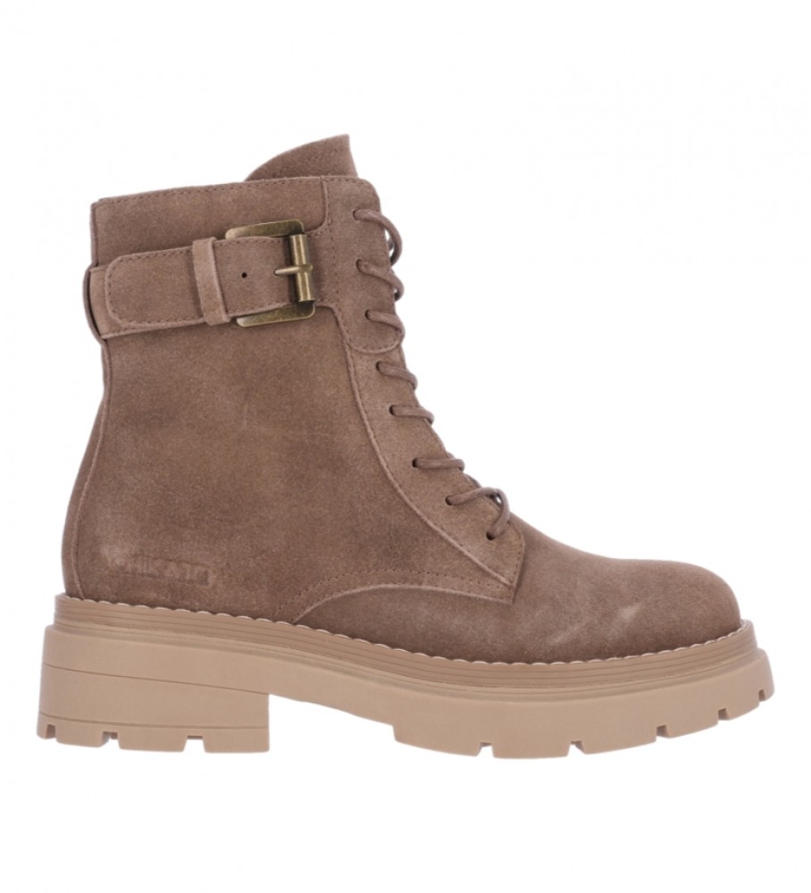Botas Chika10 Sonic 06 em couro cor taupe