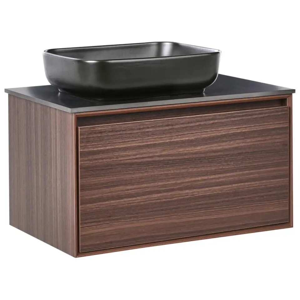ARICA - Badkamermeubel met wastafel - Donkerbruin - 80 cm - MDF