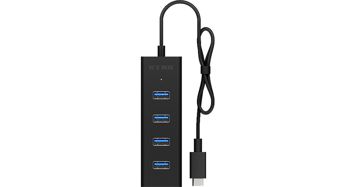 ICY BOXIB-HUB1409-C3 usb-hub  (Zwart, 4x USB-A 3.2 (5 Gbit/s), 1x USB-C 3.2 (5 Gbit/s))