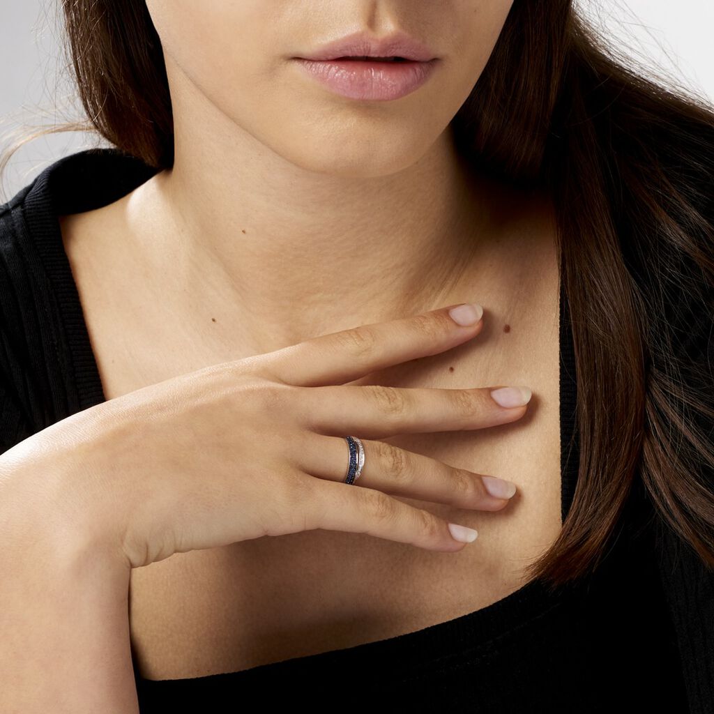 Bague Agapanthe Or Blanc Saphir Et Diamant