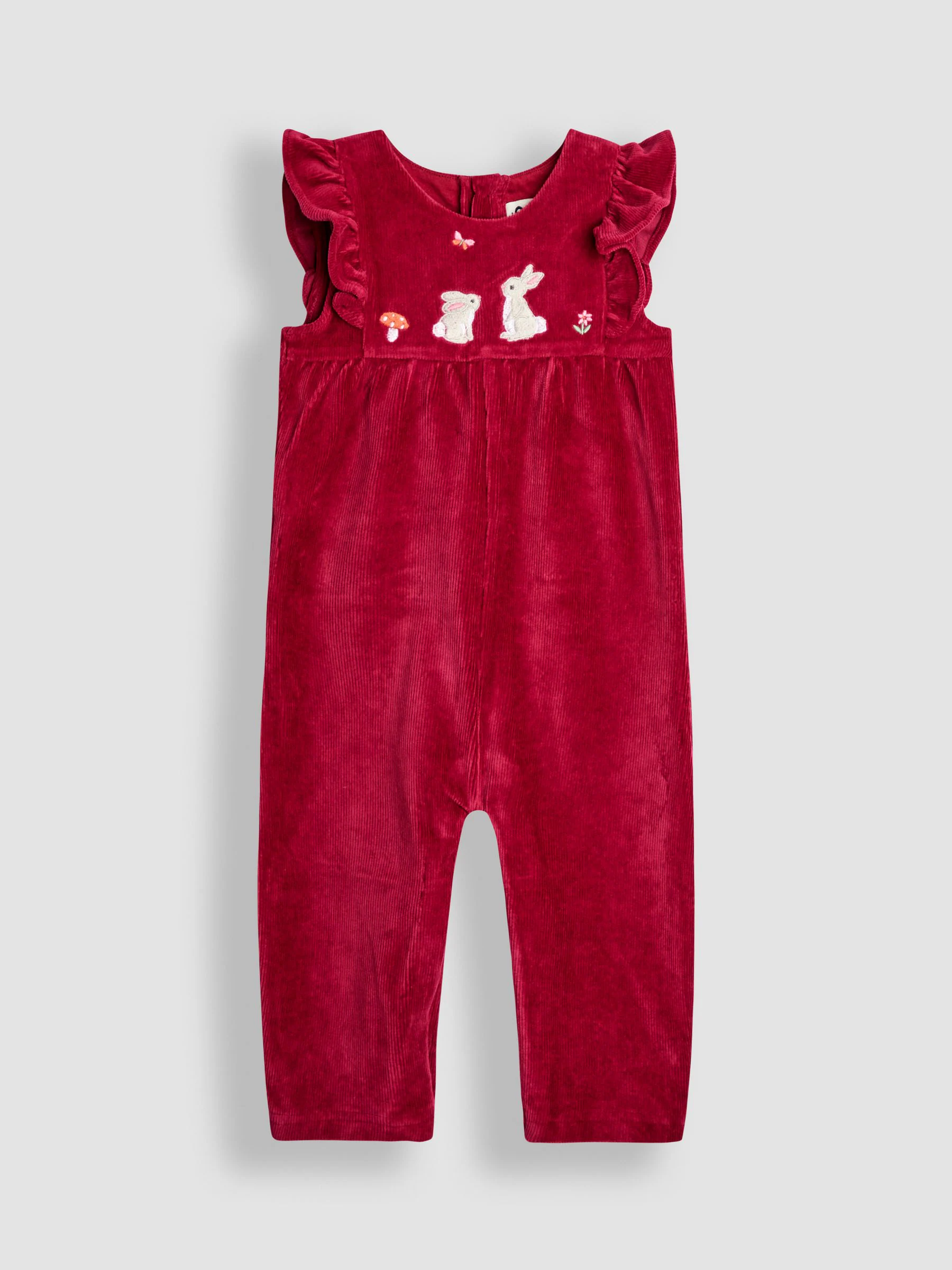 Paarsrood met konijnenprint - JoJo Maman Bébé Appliqué Velour Dungarees & Top Set