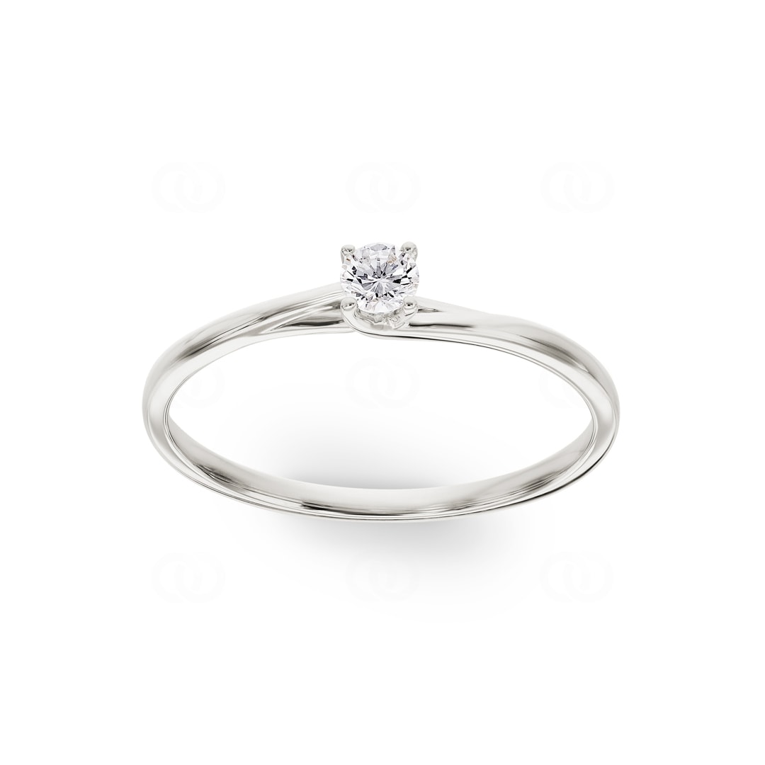 Solitärring 750/18 K Weissgold mit Diamant 0.12ct H/Si