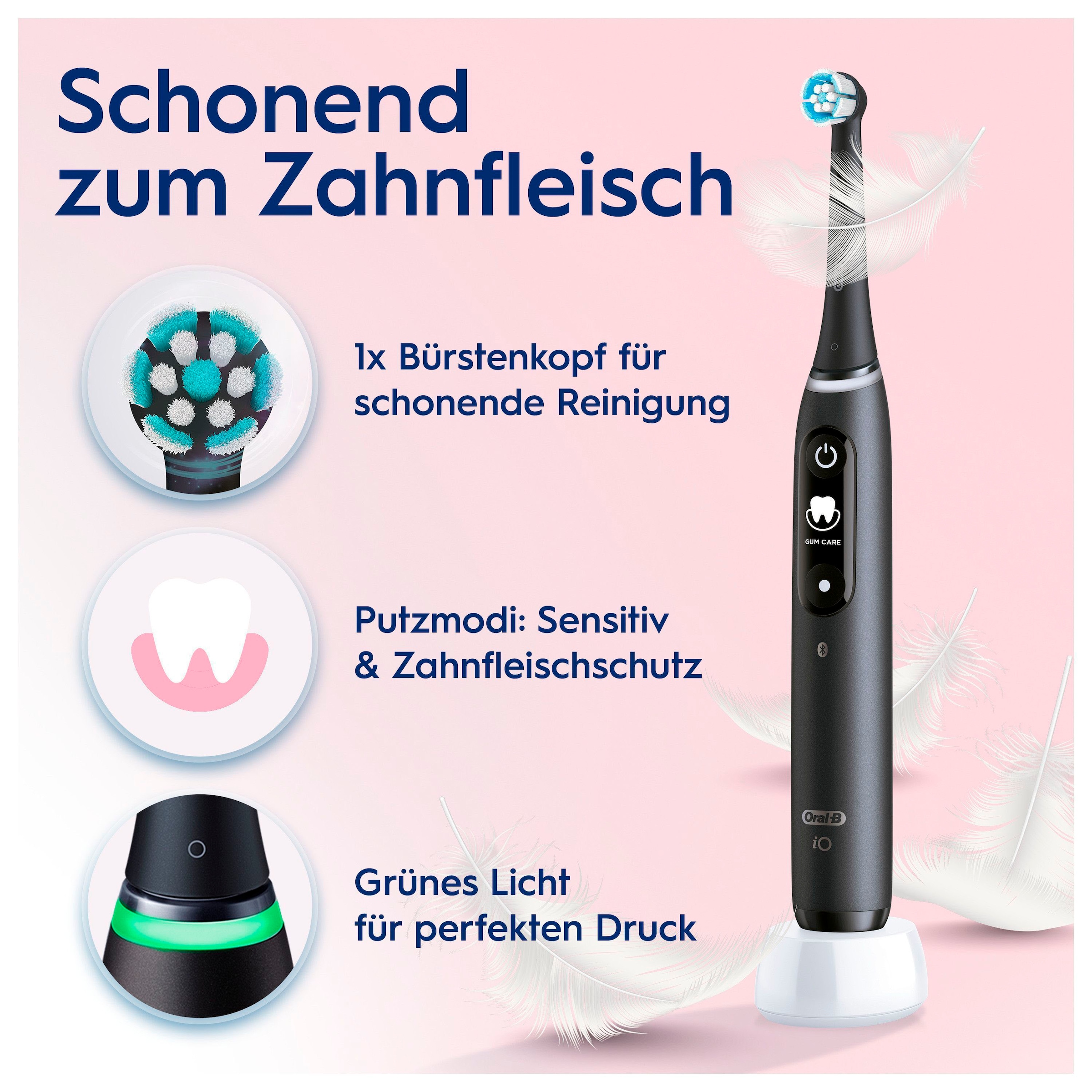 Oral-B Elektrische Zahnbürste »iO Series 6 N« 2 Stk. Aufsteckbürsten Magnet-Technologie, Display & Reiseetui