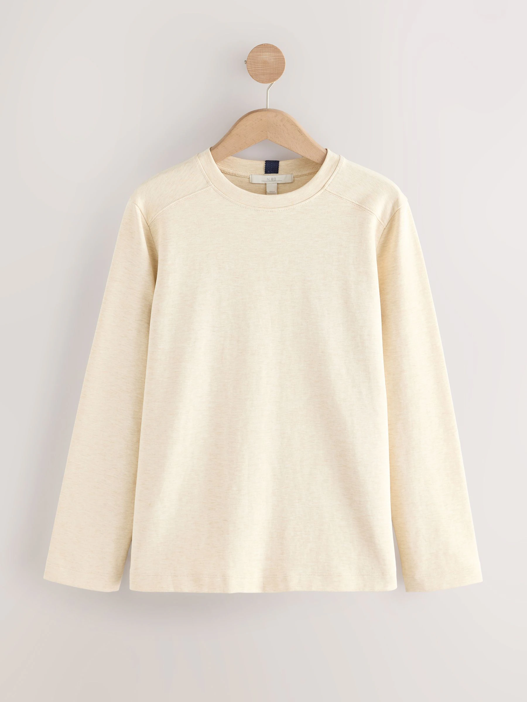 Moutkleurig - Dik T-shirt met lange mouwen en ronde hals